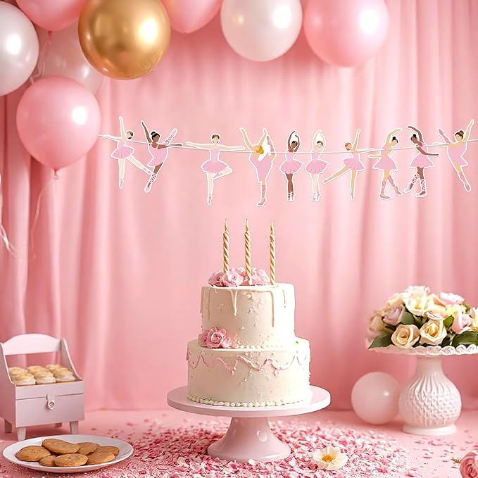 Hooqict Happy Birthday Banner Ballerina Birthday Party Decorations Ballerina - Image 3