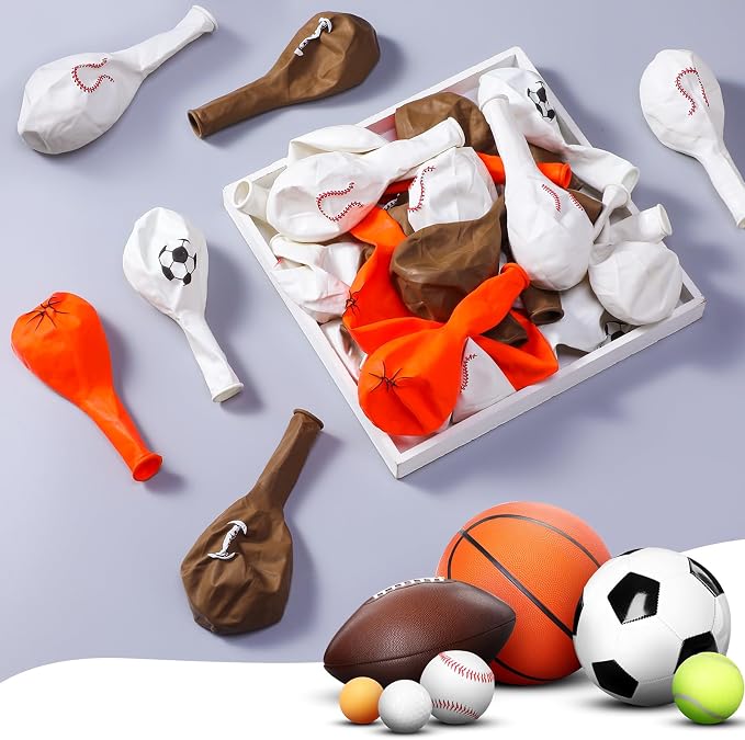 Censen 45 Pieces Sports Balloons 12 Inch Sports Latex Balloons Include Football - Image 4