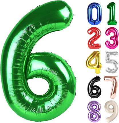 6 Balloon - Green Birthday Number Balloons, 40 Inch Decorations Men Women | by ALPHADELTAPI