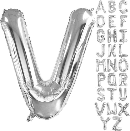 Lovoir 40 Inch Large Silver Letter V Balloons Big Size Jumbo Mylar Foil Helium - Image 2