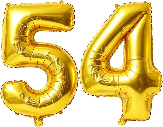 40 Inch Number 54 Balloons for 54th Birthday Party Decorations, 0-100 Gold by FOBELEC