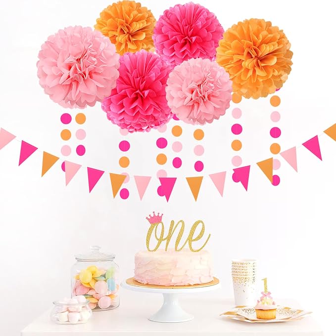 Hot-Pink Burnt-Orange Fall Party Decorations - Image 4