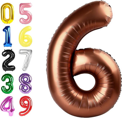 Number 5 Balloons 40 Inch Coffee Brown Balloon by Argthjy