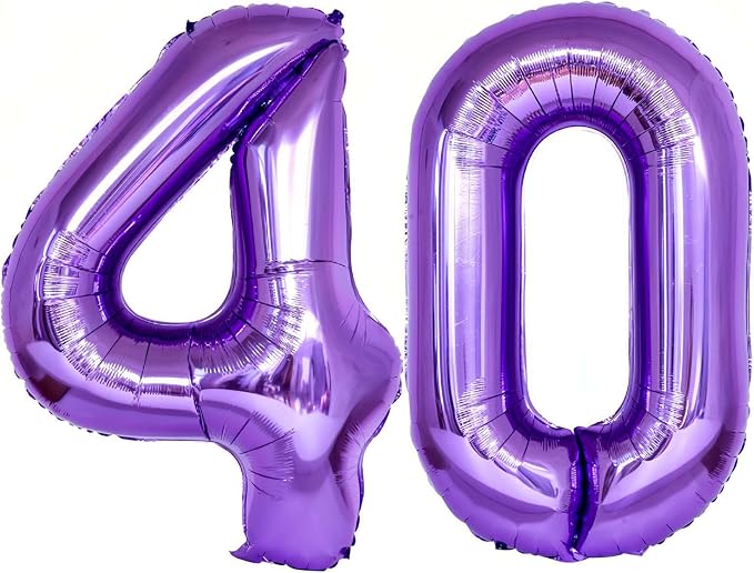 Purple 40 Number Balloons, 40 Inch Giant Number 40 Balloons Foil Mylar Helium by Lovoir