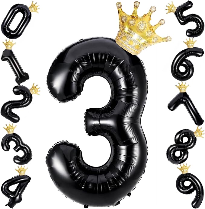 40 Inch Black Number Foil Balloons by Unknown
