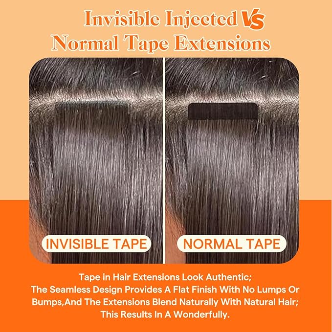 Full Shine Ombre Injected Tape in Hair Extensions Color 2/18/22 Balayage Machine Virgin Human Hair Tape in Extensions 20Inch Injection Straight Tape Ins Human Hair Extensions 25Gram 10Pcs for Travel