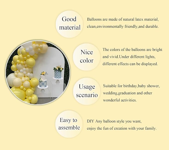 Yellow Balloon Arch Garland Kit-White Balloon 122Pcs - Image 3