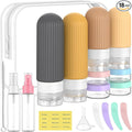 ME.FAN 18 Pack Travel Bottles for Toiletries, TSA Approved Silicone Portable Size Bottle, Refillable Cosmetic Container Kits for Conditioner, Shampoo, Lotion,Face Cream - Yellow