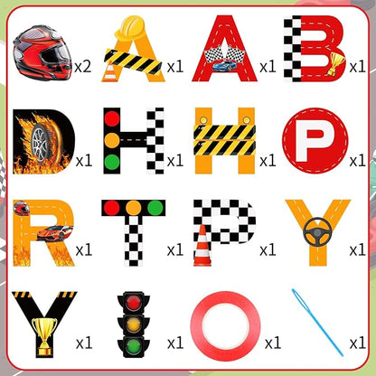 Racing Cars Happy Birthday Banner Racing Car Birthday Party Decorations Racing - Image 3