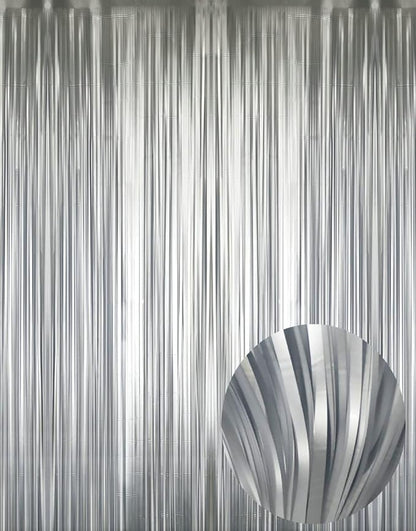 GOER 3.2 ft x 8.2 ft Metallic Tinsel Foil Fringe Curtains Party Photo Backdrop by GOER