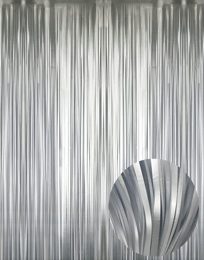 GOER 3.2 ft x 8.2 ft Metallic Tinsel Foil Fringe Curtains Party Photo Backdrop by GOER