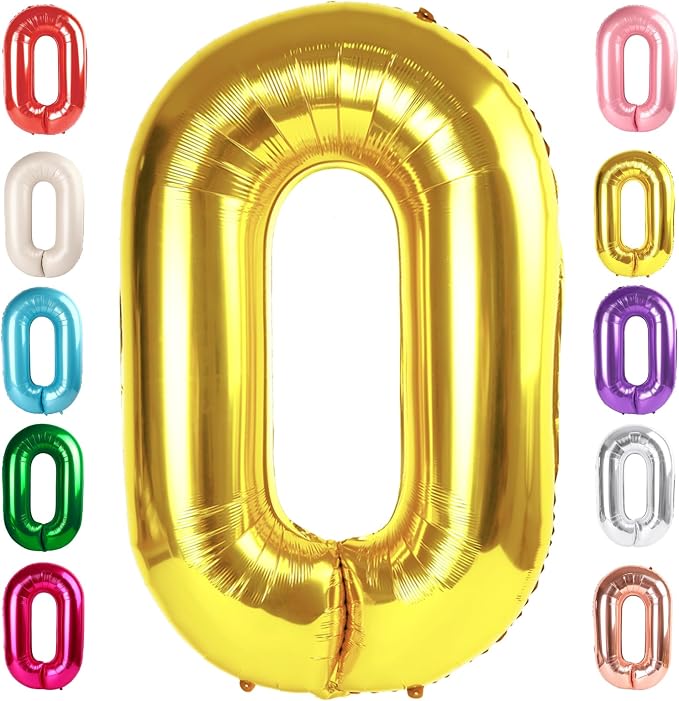 Number 0 Balloon Birthday Decorations, 40In Gold Balloons by Mluchee