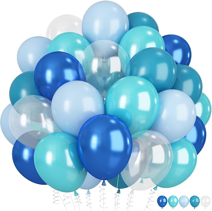 Under The Sea Balloons, 12 Inch Ocean Blue Balloons Metallic Blue Teal and by Froova