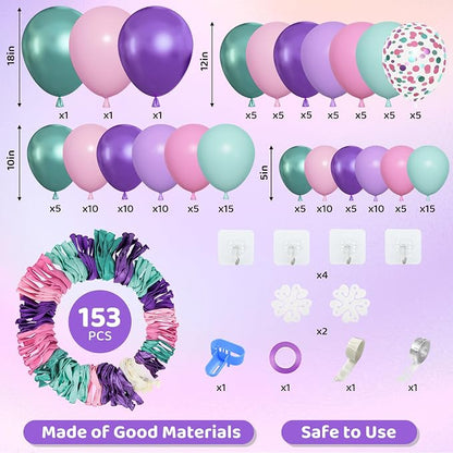 Amandir 153pcs Mermaid Balloon Garland Arch Kit Different Sizes | 18 12 10 5 - Image 4