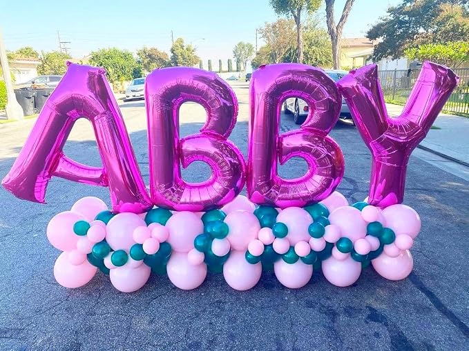 Hot Pink Letter O Balloons, O Letter Balloon 40 Inch Foil O Balloon | Hot Pink - Image 2