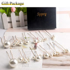 U Shaped Pearl Hair Pins for Wedding, Elegant Updo Hair Accessories for Bridal or Women, Set of 12 (Gold)