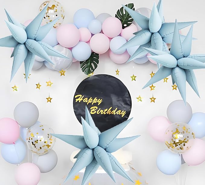 Matte Blue 20' Water Drop Foil Cone Mylar Balloons Matte Blue Star Balloons - Image 3