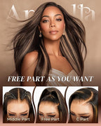 Arabella 13x6 Balayage Wig Human Hair Glueless Wigs Human Hair Pre Plucked Pre Cut 13x6 Ear to Ear Full HD Lace Front Wigs 210% Density 1B/27 Straight Wig Drawstring Wig Human Hair 30 Inch