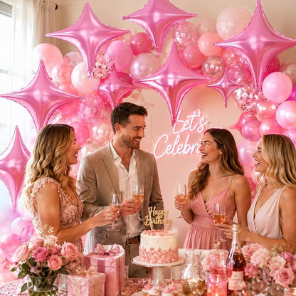 Pink Star Balloons, 26 Inch and 10 Inch Pink Stars Shaped Balloon - Image 6