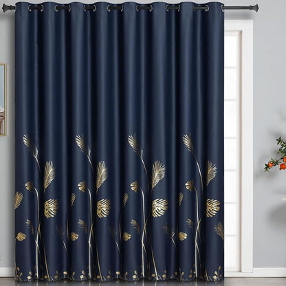 Navy Blue Blackout Curtain for Bedroom 100W x 108L Inch Length Thermal by ESTELARTEXTILER