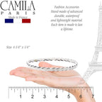 Camila Paris CP3471 French Headband for Women, Handmade White and Gray, Strong Hold Grip Women's Hair Band, Ligth and Very Flexible, No Slip and Durable Styling Girls Hair Accessories, Made in France
