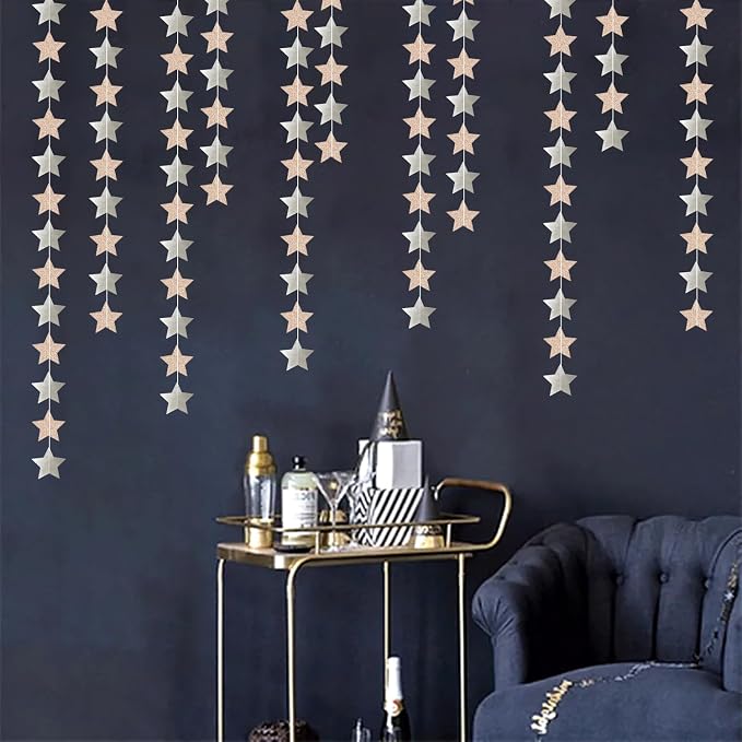 Champagne Glitter-Silver Party-Decorations Birthday Garland - 62ft Twinkle - Image 4