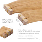 WENNALIFE Tape in Hair Extensions Human Hair, 20pcs 50g 22 inch Strawberry Blonde Remy Hair Extensions Straight Human Hair Tape in Extensions Skin Weft Tape Extensions Human Hair