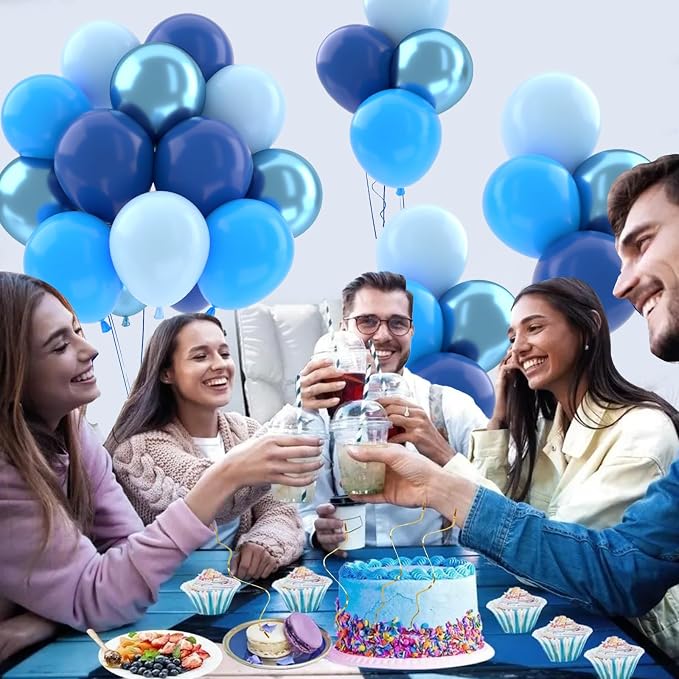 Patimate Blue Balloons Set, Pastel Light Blue Latex Balloons Kit - Image 3