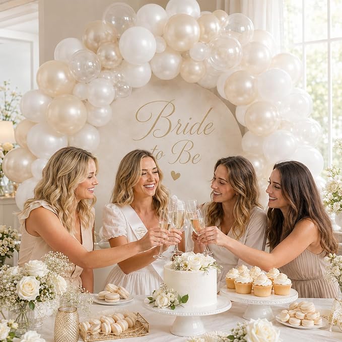Pearl White Balloons, Elegant Neutral Boho Nude Bridal Shower Baby Birthday - Image 5