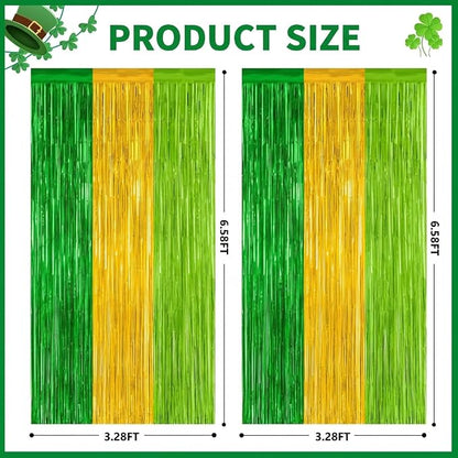 2 Pack St Patrick Party Decorations, Metallic St.Patrick Fringe Curtains Party - Image 2