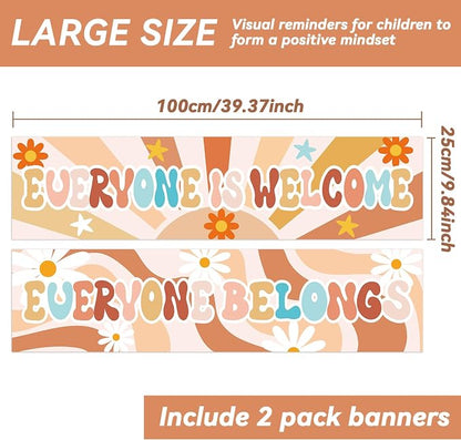 2 Pack Groovy Classroom Decorations Boho Welcome Banner Bulletin Board Decor - Image 2