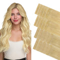 GOO GOO Invisi Edge Tape in Hair Extensions Human Hair, 18AT60A Pearl Ash Blonde Highlights10pcs injected with 10pcs classical tape ins, 18inch 50g, Virgin Remy Hair, Natural Look
