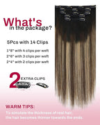 Moresoo Balayage Clip in Hair Extensions Short Black to Blonde Balayage Real Human Hair Extensions Clip ins Remy for Women Ombre Natural Black to Brown with Honey Blonde 80g/5pcs 10in
