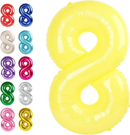 Yellow Number 8 Balloon 40 inch, Balloon numbers party supplies, deco photo by Upgesy