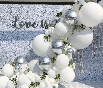 10 Pcs 22 Inch White Mylar Balloons, Large 4D Giant Round Foil Balloon Big - Image 2