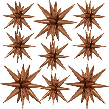 9Pcs Brown Star Balloons, Large Explosion Star Foil Balloons, Neutral Tan Mylar by Dagelar