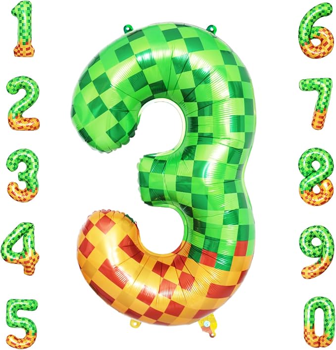 40 Inch Pixelated Number 3 Foil Balloon by TNCDJKPA