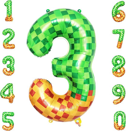40 Inch Pixelated Number 3 Foil Balloon by TNCDJKPA
