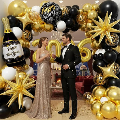 Black and Gold White Balloons Garland Arch Kit - Image 5