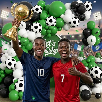 181Pcs Soccer Balloon Garland Arch Kit -Green White Black Soccer Party - Image 5
