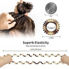 16Pcs Spiral Hair Ties, (Amber) Hair Elastic Coils for Women and Girls, Waterproof Phone Cord Hair Scrunchies Accessories Bands for Ponytails and Updos