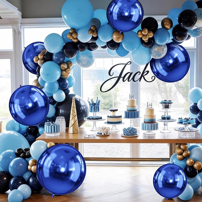 10Pcs Navy Blue Round Foil Balloons, Metallic Navy Blue Foil Baloon - Image 4