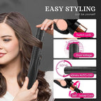 SKIMI Airflow Styler, Titanium Flat Iron Hair Straightener, Professional Curling Iron with Cooling Air Vents to Lock in Style, 5 Temps & Dual Voltage, Auto Off (Black & Gold Pink).