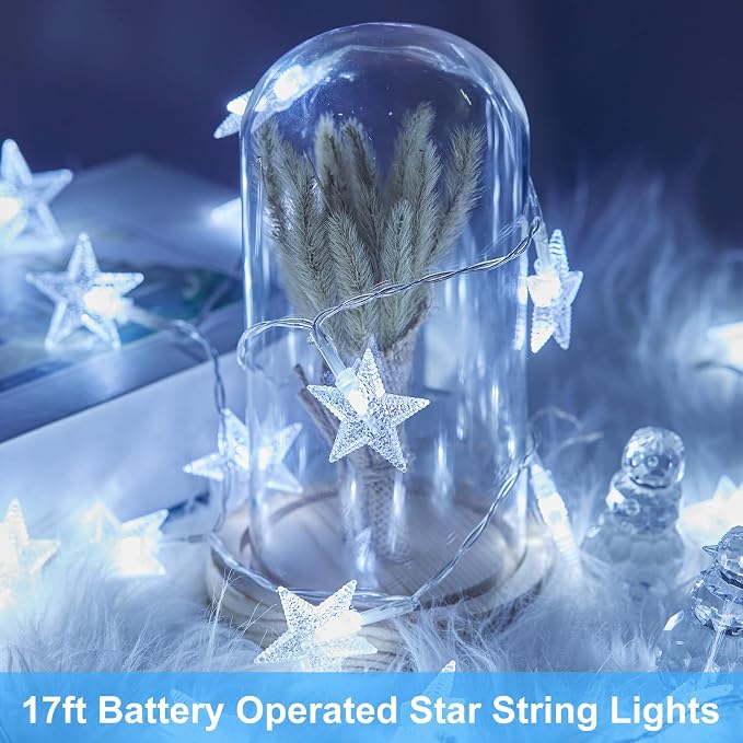 Minetom Star String Lights Battery Operated - 17 ft 50 LED Star Fairy String - Image 6
