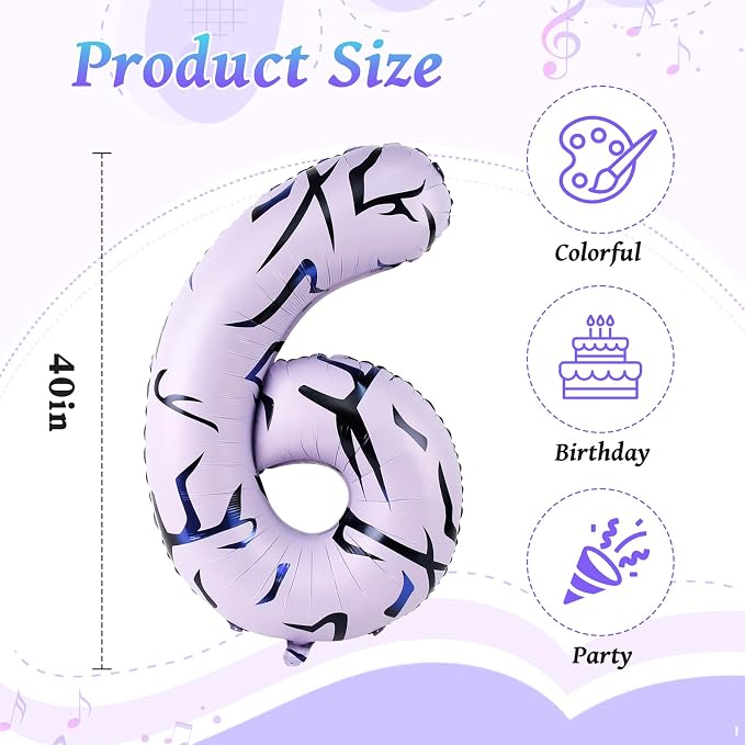 40 Inch Kpop Theme Number 6 Balloon, Birthday Party Decorations - Image 2
