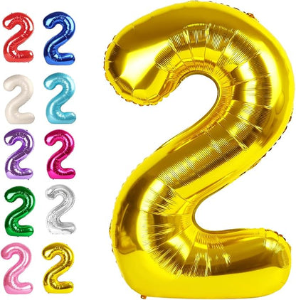 Big 40 Inch Gold 2 Number Balloon Birthday Decoration, Number 2 Helium Balloons by Upgesy