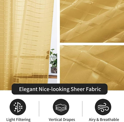 SpaceDresser Check Sheer Curtains 45 Inches Long - Image 4