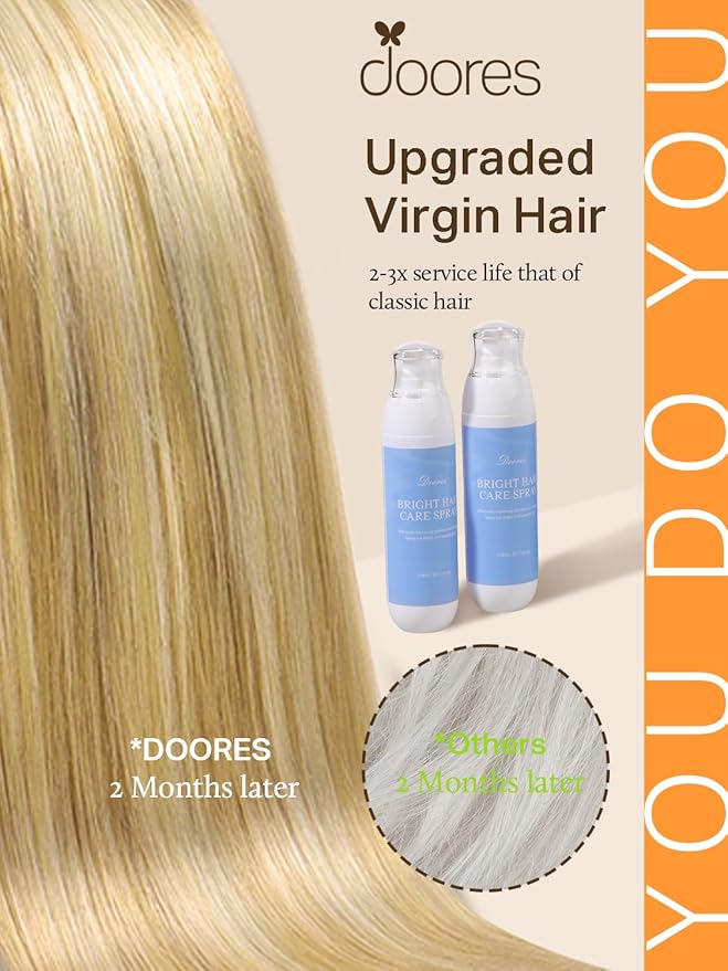 DOORES Hair Extensions Human Hair, Drity Blonde Highlight Golden Blonde 20pcs 50g 16 Inch, Human Hair Extensions Tape in Straight Hair Real Human Hair