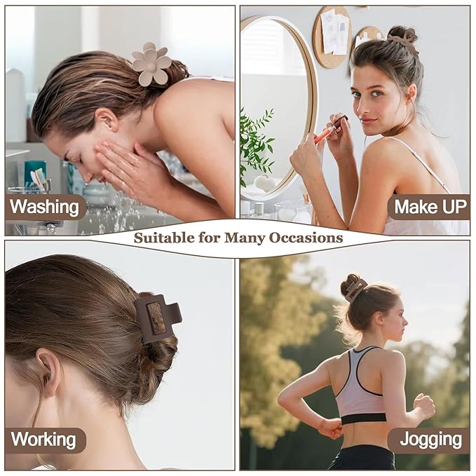 10PCS Non-Slip Pink Hair Clips Jaw Clips for Thick Hair Clamp Flower Non-Slip Hair Accessories with Multi-Styles for Women Girls