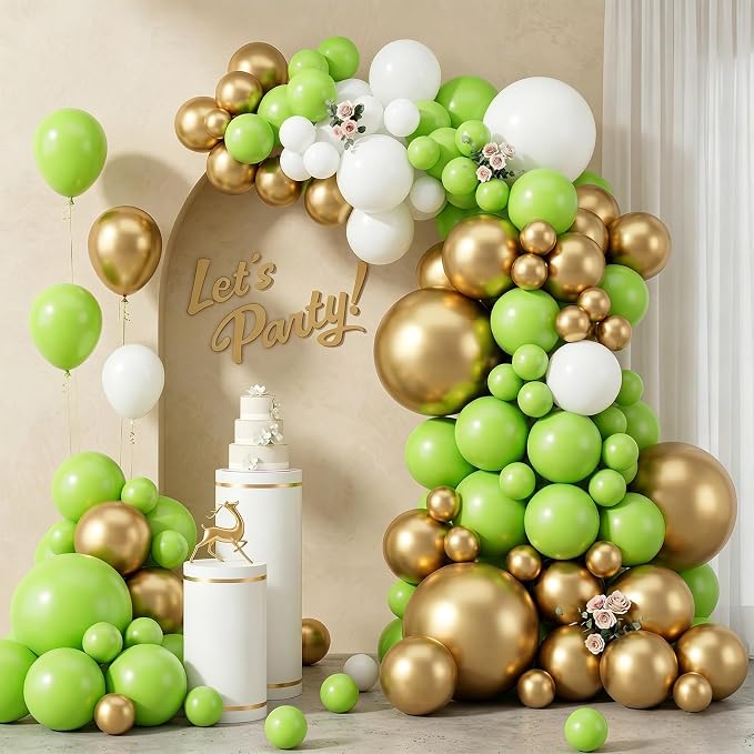 103pcs Lime Green and Gold Balloon Garland Arch Kit, 18/12/10/5 Inch Light by ZizasAry